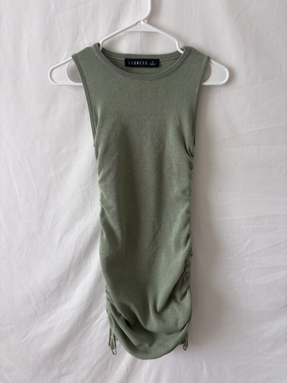 Lioness Sage Green Sleeveless Ruched Bodycon Dress